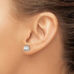 14k White Gold 1 1/2 carat Lab Grown Diamond VS/SI+ G+ Round Complete Three Prong Stud Earrings - Image 3