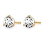 14k 1 3/4 carat Lab Grown Diamond VS+ F+ Round Three Prong Complete Stud Earrings - Image 2