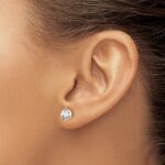 14k White Gold 1 1/2 carat Lab Grown Diamond VS+ F+ Round Complete Three Prong Stud Earrings - Image 3