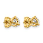 14k White Gold 1 1/2 carat Lab Grown Diamond VS+ F+ Round Complete Three Prong Stud Earrings - Image 4