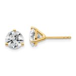 18k 2 carat Lab Grown Diamond VS+ F+ Round Complete Three Prong Stud Earrings
