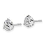 Platinum 2 carat Certified Lab Grown Diamond VS+ F+ Round Complete Three Prong Stud Earrings - Image 2