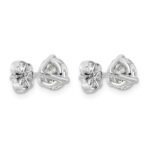 Platinum 2 carat Lab Grown Diamond VS+ F+ Round Complete Three Prong Stud Earrings - Image 3