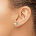 14k White Gold 2 carat Lab Grown Diamond VS+ F+ Round Complete Three Prong Stud Earrings - Image 3