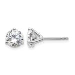 14k White Gold 2 carat Lab Grown Diamond VS+ F+ Round Complete Three Prong Stud Earrings