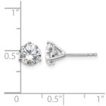 14k White Gold 2 carat Lab Grown Diamond VS/SI+ G+ Round Complete Three Prong Stud Earrings - Image 5
