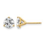 14k 2 carat Certified Lab Grown Diamond VS+ F+ Round Complete Three Prong Stud Earrings