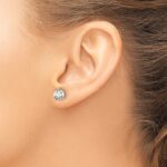 14k 4 carat Lab Grown Diamond VS+ F+ Round Complete Three Prong Stud Earrings - Image 3