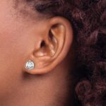 14k White Gold 5 carat Lab Grown Diamond VS/SI+ G+ Round Complete Three Prong Stud Earrings - Image 3