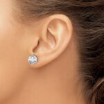 14k White Gold 6 carat Lab Grown Diamond VS+ F+ Round Complete Three Prong Stud Earrings - Image 3