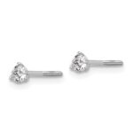 18k White Gold 1/4 carat Lab Grown Diamond VS+ F+ Round Complete Three Prong Screwback Stud Earrings - Image 2