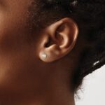 14k 1/2 carat Lab Grown Diamond VS+ F+ Round Complete Three Prong Screwback Stud Earrings - Image 3