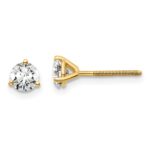 18k 3/4 carat Certified Lab Grown Diamond VS+ F+ Round Complete Three Prong Screwback Stud Earrings