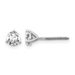 14k White Gold 3/4 carat Certified Lab Grown Diamond VS+ F+ Round Complete Three Prong Screwback Stud Earrings