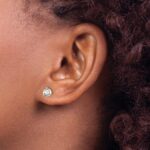 14k 3/4 carat Lab Grown Diamond VS+ F+ Round Complete Three Prong Screwback Stud Earrings - Image 3