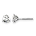 14k White Gold 1 carat Certified Lab Grown Diamond VS+ F+ Round Complete Three Prong Screwback Stud Earrings