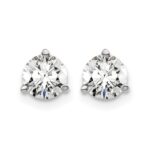 14k White Gold 1 carat Certified Lab Grown Diamond VS/SI+ G+ Round Complete Three Prong Screwback Stud Earrings - Image 3