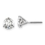 18k White Gold 1 1/2 carat Certified Lab Grown Diamond VS+ F+ Round Complete Three Prong Screwback Stud Earrings
