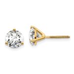 18k 6 carat Lab Grown Diamond VS+ F+ Round Complete Three Prong Screwback Stud Earrings
