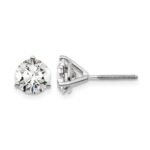 14k White Gold 4 carat Certified Lab Grown Diamond VS+ F+ Round Complete Three Prong Screwback Stud Earrings