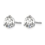 14k White Gold 3 carat Lab Grown Diamond VS+ F+ Round Complete Three Prong Screwback Stud Earrings - Image 2