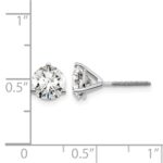 14k White Gold 4 carat Lab Grown Diamond VS+ F+ Round Complete Three Prong Screwback Stud Earrings - Image 4