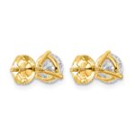 14k 3 carat Lab Grown Diamond VS+ F+ Round Complete Three Prong Screwback Stud Earrings - Image 3
