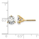 14k 4 carat Lab Grown Diamond VS/SI+ G+ Round Complete Three Prong Screwback Stud Earrings - Image 4