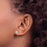 14k White Gold 1/2 carat Lab Grown Diamond VS/SI+ G+ Complete Round and Marquise Halo Post Earrings - Image 3