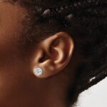 14k White Gold 1 carat Lab Grown Diamond VS/SI+ G+ Complete Round and Marquise Halo Post Earrings - Image 3