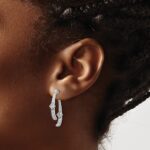 14k White Gold 7/8 carat Lab Grown Diamond VS/SI+ G+ Front and Back Dangle Post Earrings - Image 3