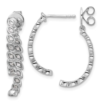 14K White Gold Polished 1/5 carat Diamond Front and Back Dangle Earrings