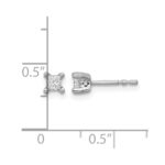 14k White Gold 1/3 carat Lab Grown Diamond VS+ F+ Princess Complete Four Prong Stud Earrings - Image 4