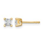 14k 1/2 carat Lab Grown Diamond VS+ F+ Princess Complete Four Prong Stud Earrings