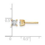 14k 1/2 carat Lab Grown Diamond VS+ F+ Princess Complete Four Prong Stud Earrings - Image 4