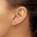 14k White Gold 5/8 carat Lab Grown Diamond VS+ F+ Princess Complete Four Prong Stud Earrings - Image 3