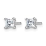 14k White Gold 3/4 carat Lab Grown Diamond VS+ F+ Princess Complete Four Prong Stud Earrings - Image 2