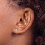 14k White Gold 3/4 carat Lab Grown Diamond VS+ F+ Princess Complete Four Prong Stud Earrings - Image 3