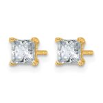 14k 1 carat Certified Lab Grown Diamond VS+ F+ Princess Complete Four Prong Stud Earrings - Image 2