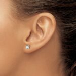 14k 1 carat Lab Grown Diamond VS+ F+ Princess Complete Four Prong Stud Earrings - Image 3