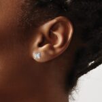 14k White Gold 1 1/2 carat Lab Grown Diamond VS+ F+ Princess Complete Four Prong Stud Earrings - Image 3