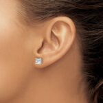 14k White Gold 2 carat Certified Lab Grown Diamond VS+ F+ Princess Complete Four Prong Stud Earrings - Image 3