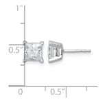 14k White Gold 2 carat Certified Lab Grown Diamond VS/SI+ G+ Princess Complete Four Prong Stud Earrings - Image 4