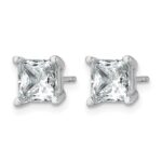 14k White Gold 3 carat Certified Lab Grown Diamond VS/SI+ G+ Princess Complete Four Prong Stud Earrings - Image 2