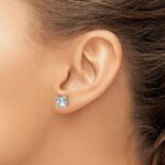 14k White Gold 3 carat Lab Grown Diamond VS/SI+ G+ Princess Complete Four Prong Stud Earrings - Image 4
