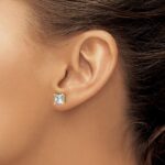 14k 3 carat Certified Lab Grown Diamond VS/SI+ G+ Princess Complete Four Prong Stud Earrings - Image 3