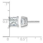 14k White Gold 4 carat Certified Lab Grown Diamond VS/SI+ G+ Princess Complete Four Prong Stud Earrings - Image 4