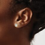 14k 2 carat Certified Lab Grown Diamond VS+ F+ Princess Complete Four Prong Screwback Stud Earrings - Image 3