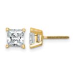 14k Princess Four Prong 2ct Screwback Post Earring Mountings with Backs