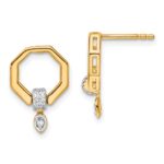 14K Polished 1/10 carat Diamond Octagon Drop Post Earrings